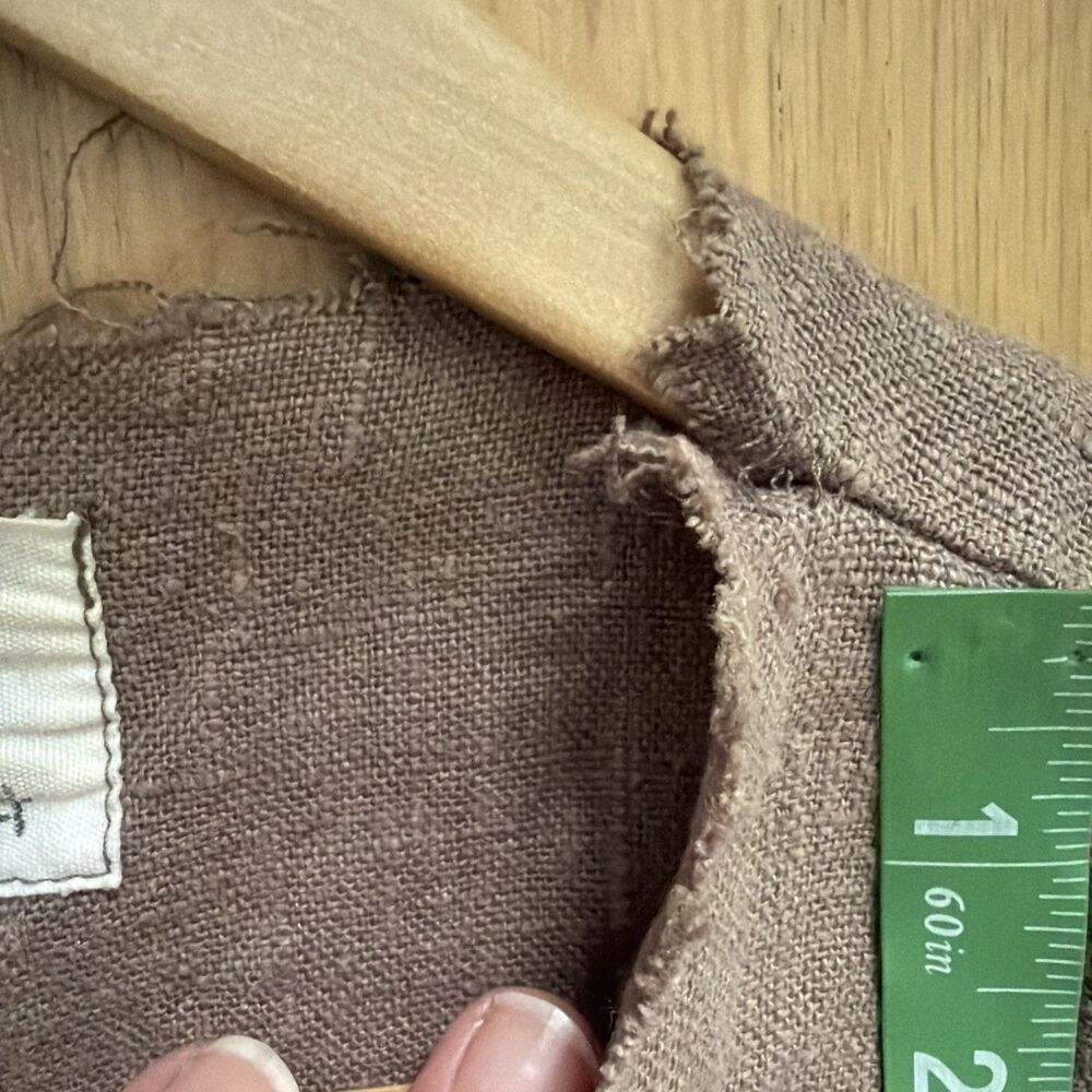 Vintage Flax By Jeanne Engelhart Cropped Raw Edge Best Button 100% Linen Size S - Picture 10 of 10